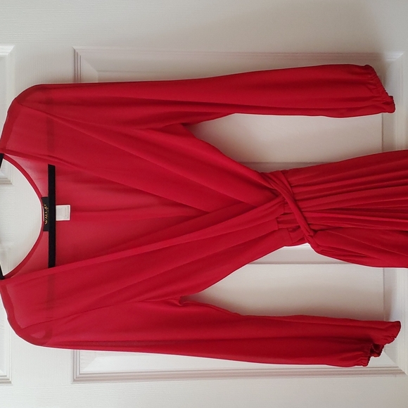 Lady in Red Pleated Dress, Size XL - Picture 2 of 15